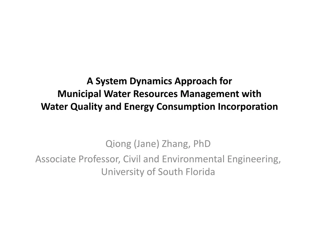 a system dynamics approach for municipal water