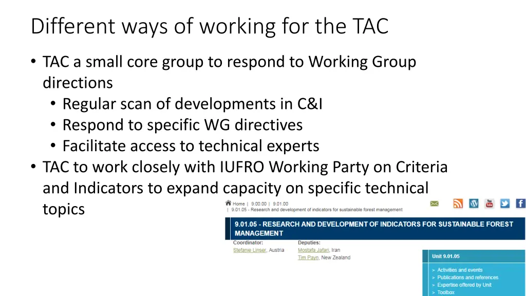 different ways of working for the tac