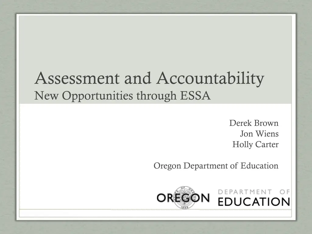 assessment and accountability new opportunities