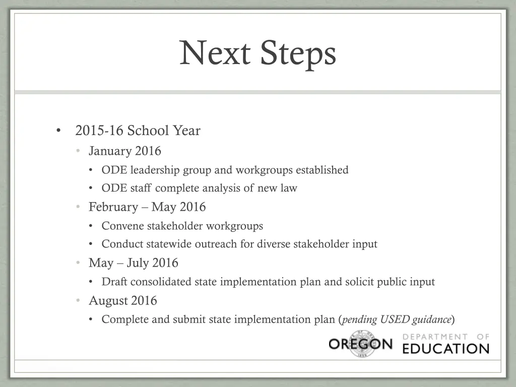 next steps
