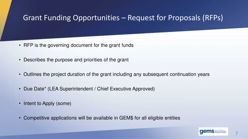 grant funding opportunities request for proposals