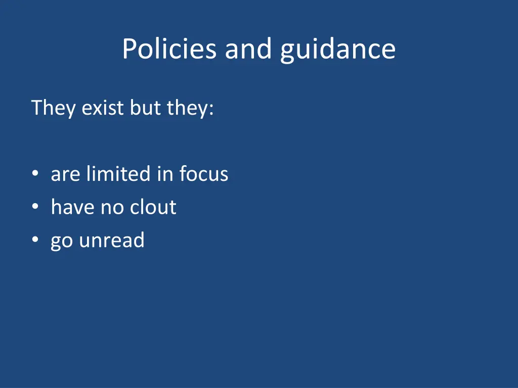 policies and guidance