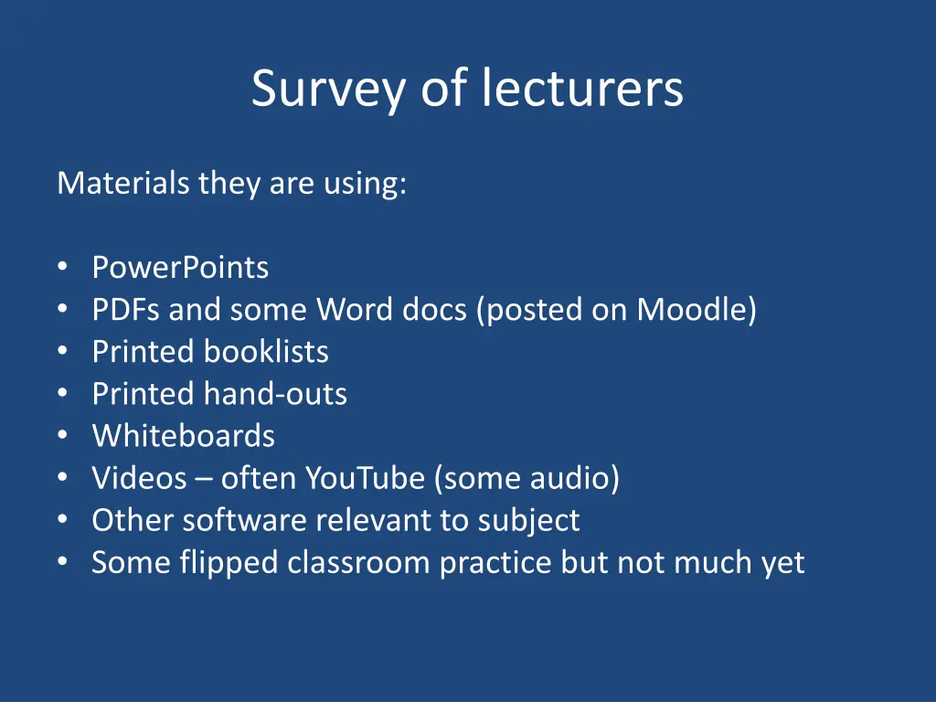 survey of lecturers