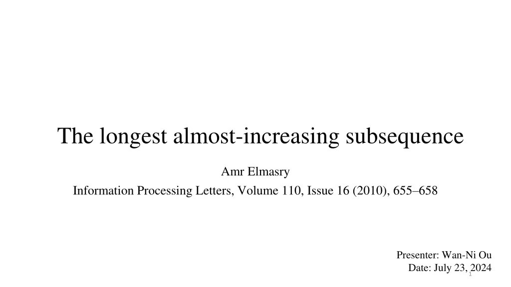 the longest almost increasing subsequence