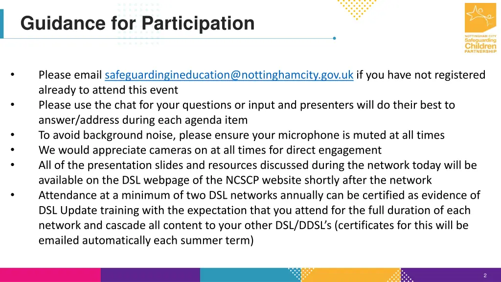 guidance for participation