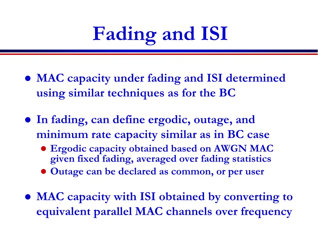 fading and isi