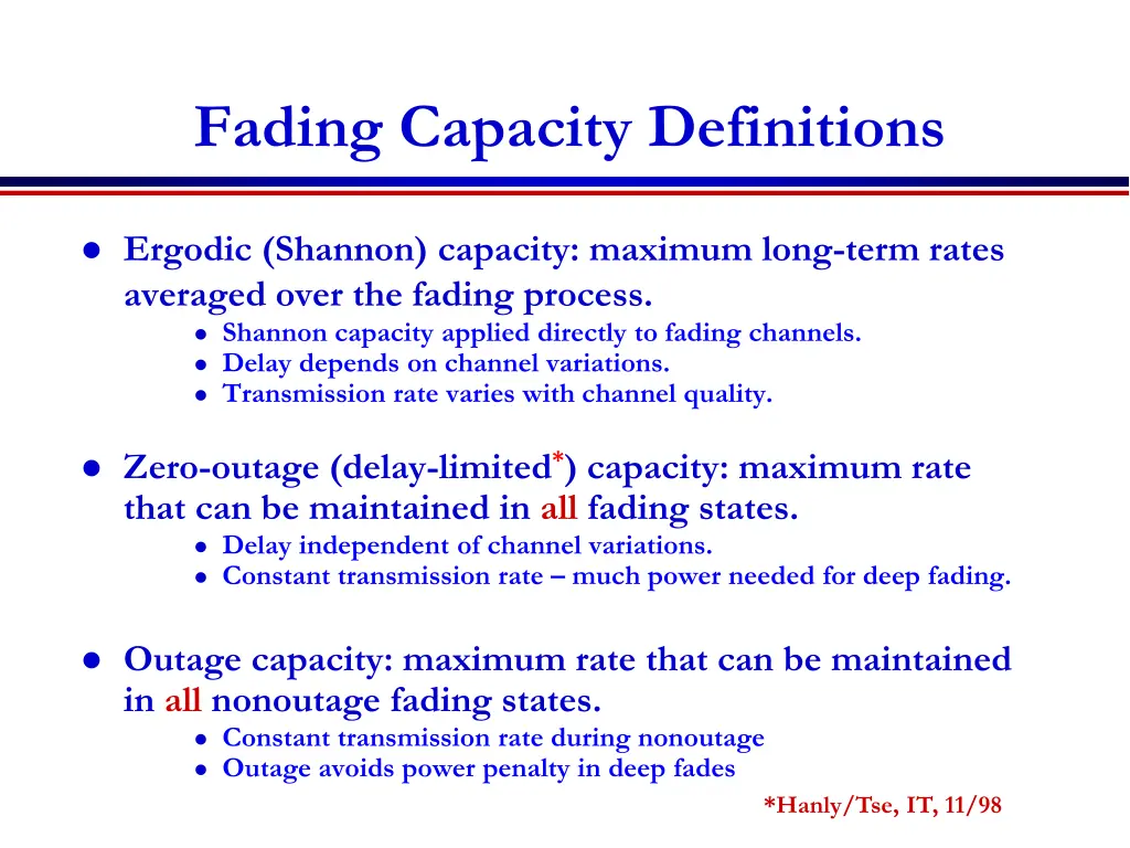 fading capacity definitions