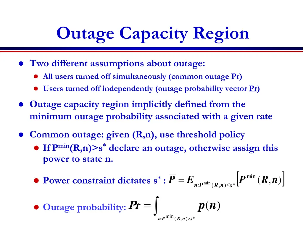 outage capacity region