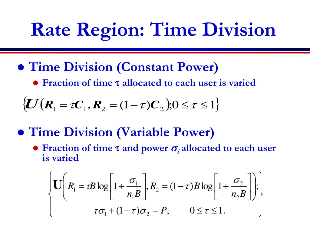 rate region time division