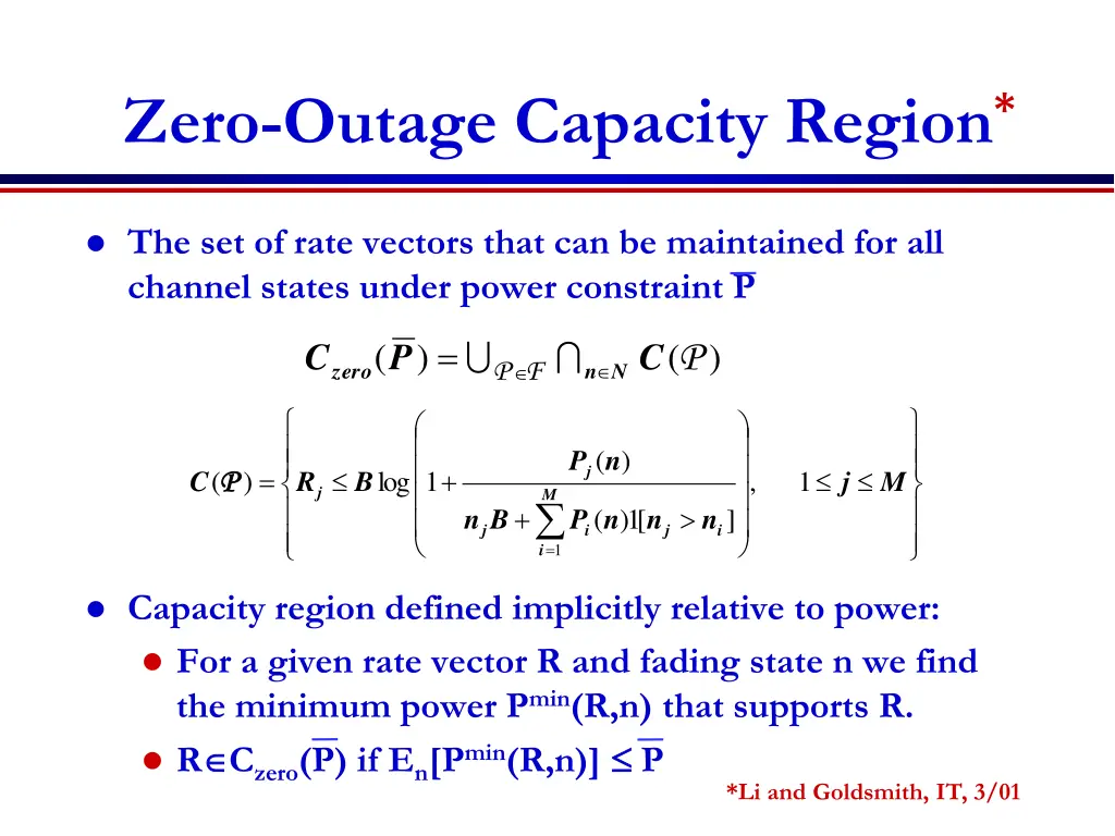 zero outage capacity region