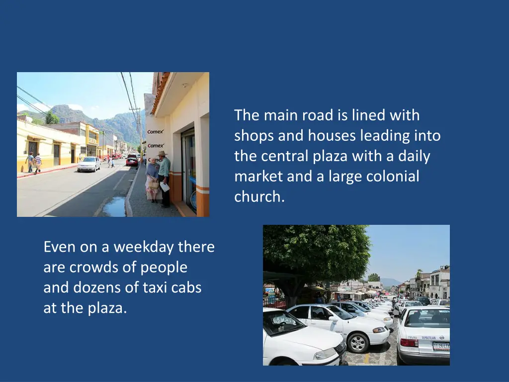 the main road is lined with shops and houses