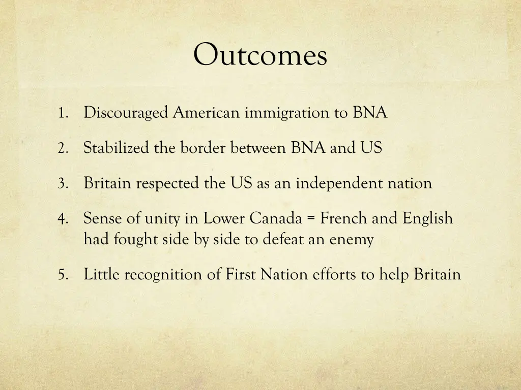 outcomes