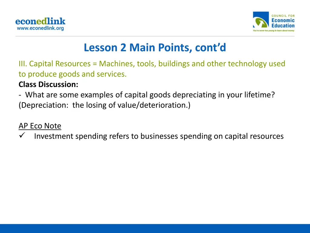 iii capital resources machines tools buildings