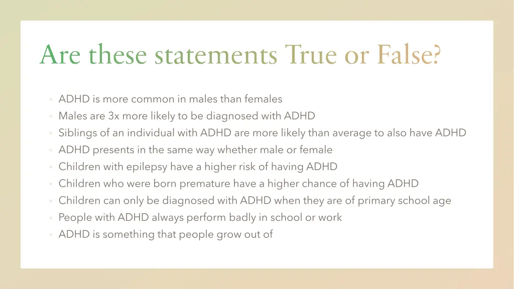 are these statements true or false 1
