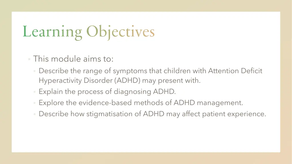 learning objectives