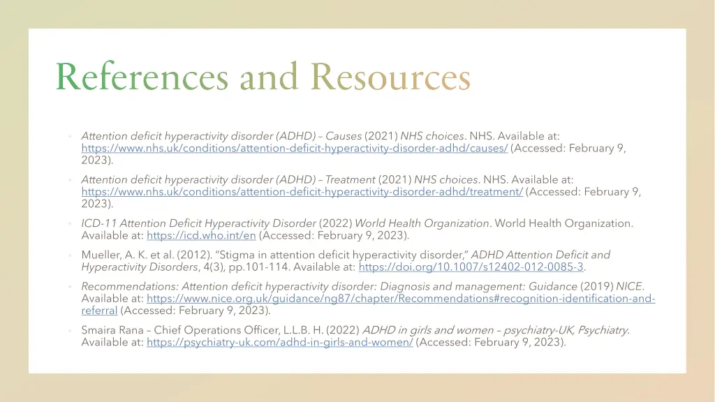 references and resources