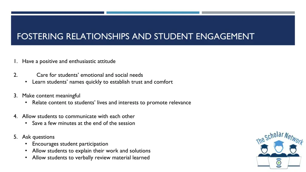 fostering relationships and student engagement