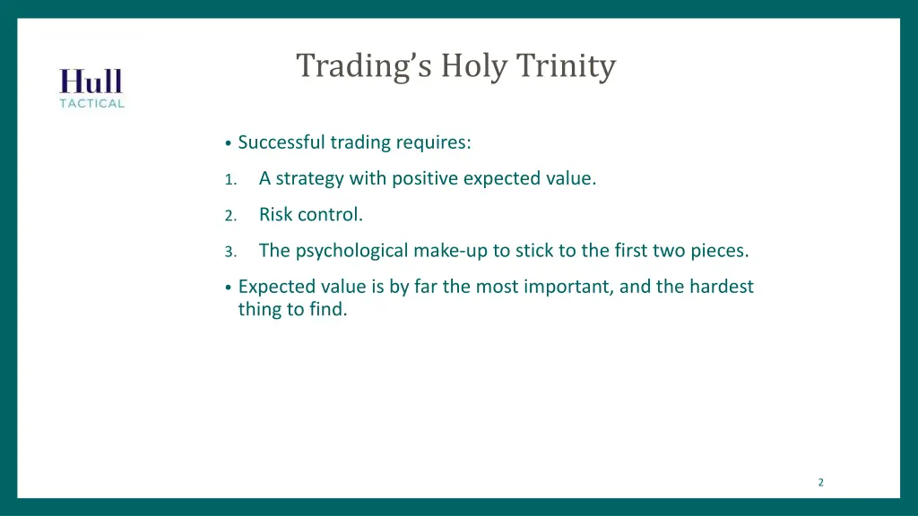 trading s holy trinity