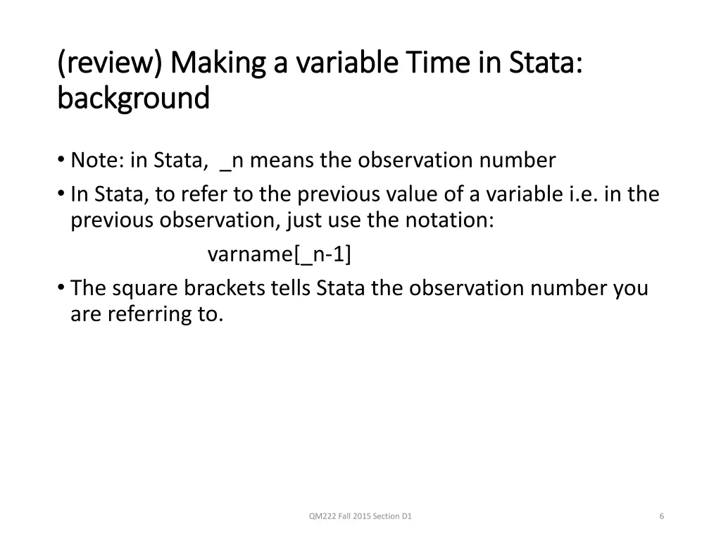 review making a variable time in stata review