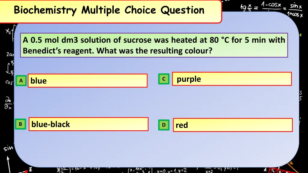 biochemistry multiple choice question