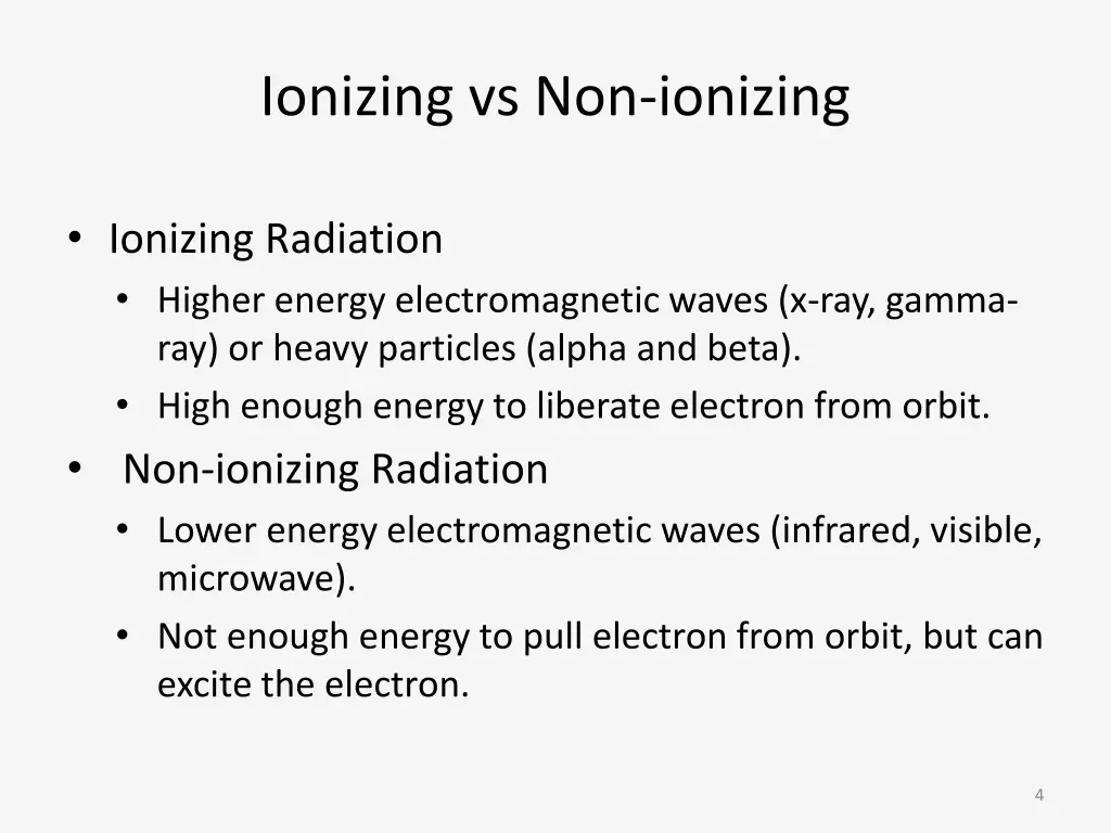 ionizing vs non ionizing