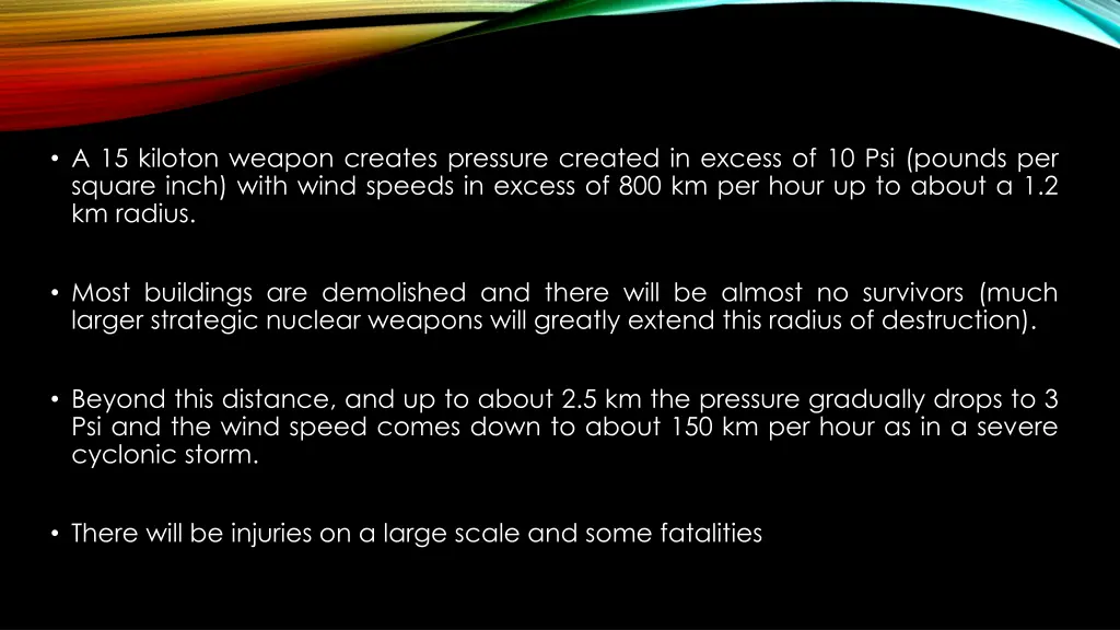 a 15 kiloton weapon creates pressure created