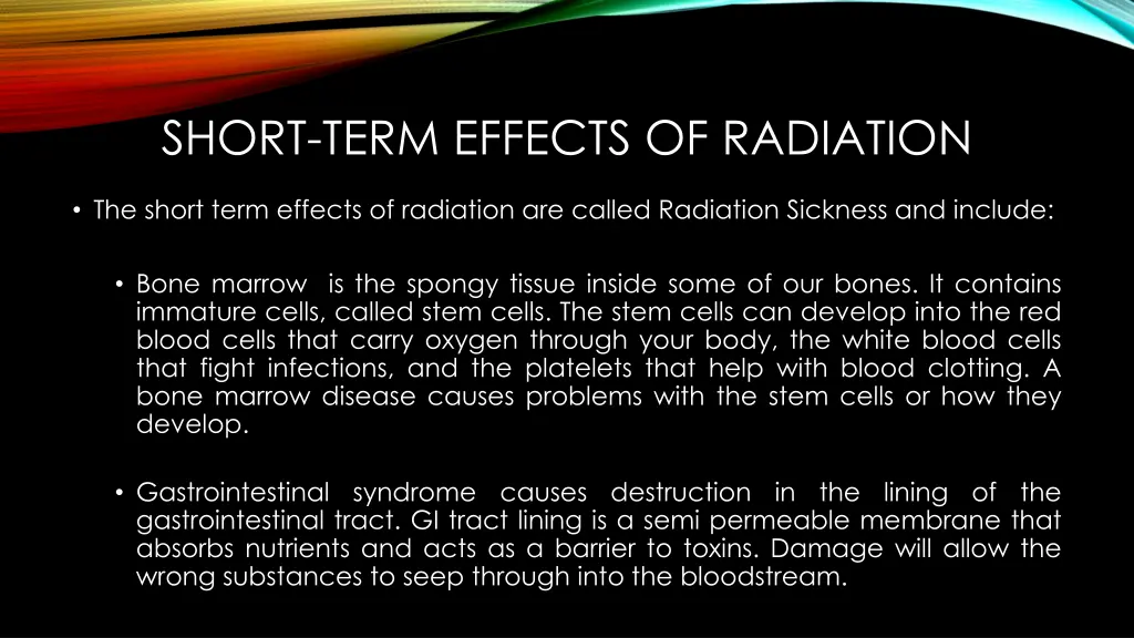 short term effects of radiation