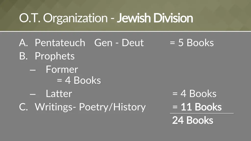 o t organization jewish division 1