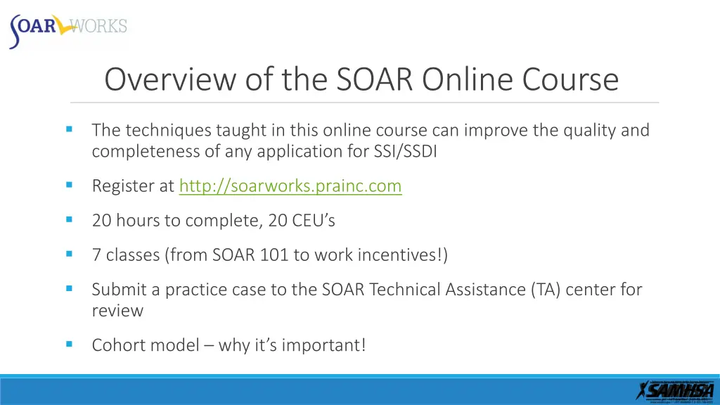 overview of the soar online course