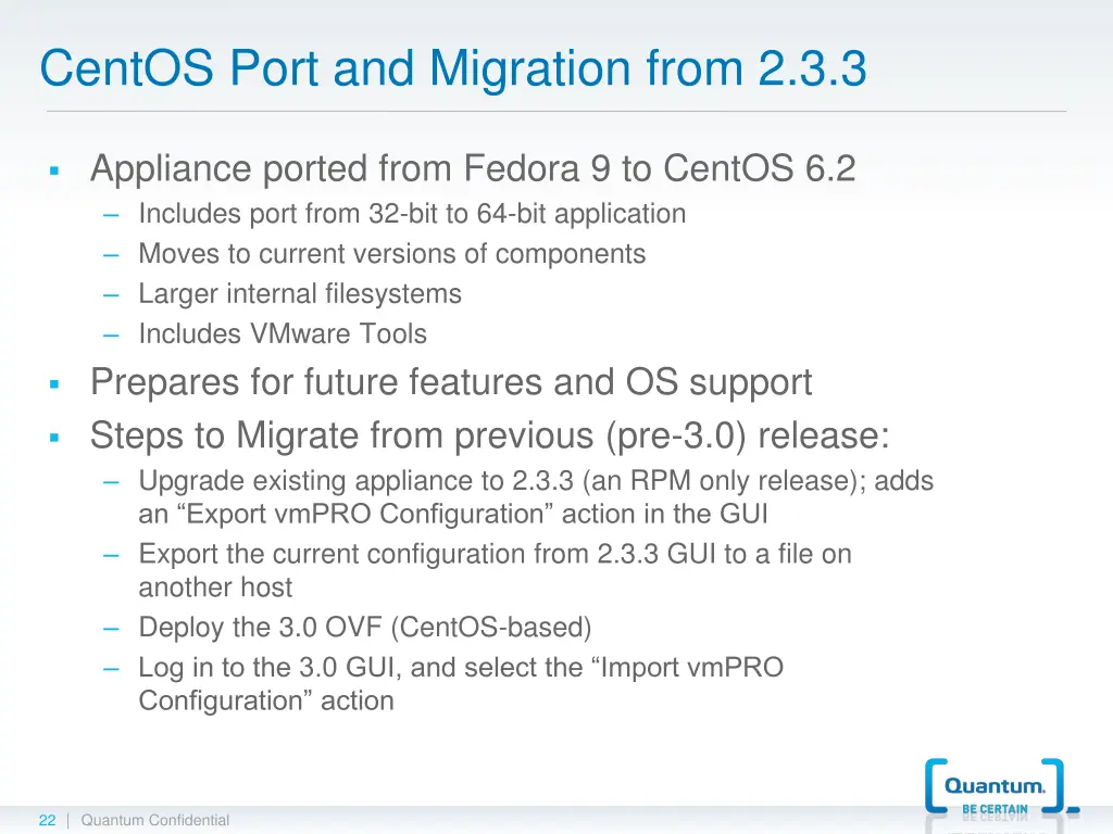 centos port and migration from 2 3 3