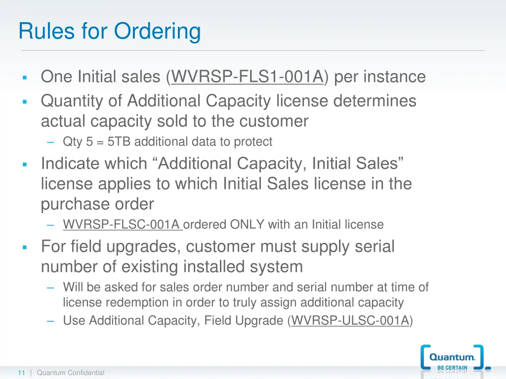 rules for ordering
