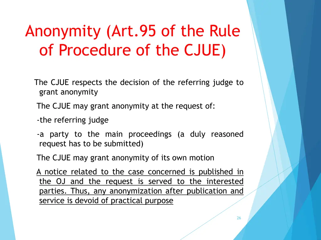 anonymity art 95 of the rule of procedure