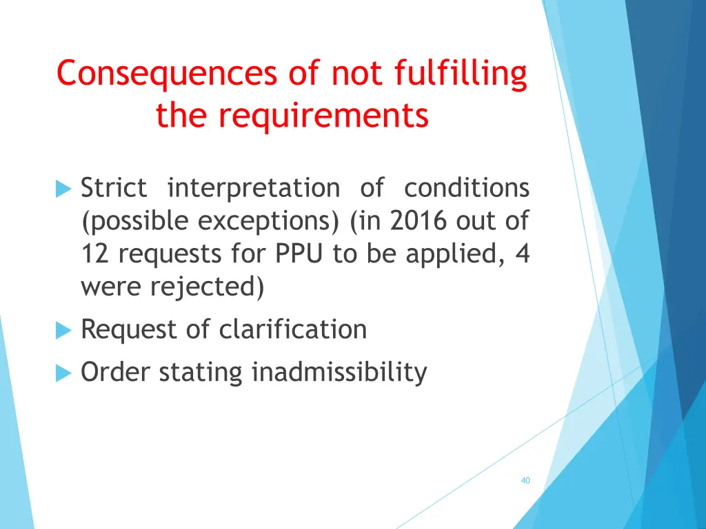 consequences of not fulfilling the requirements