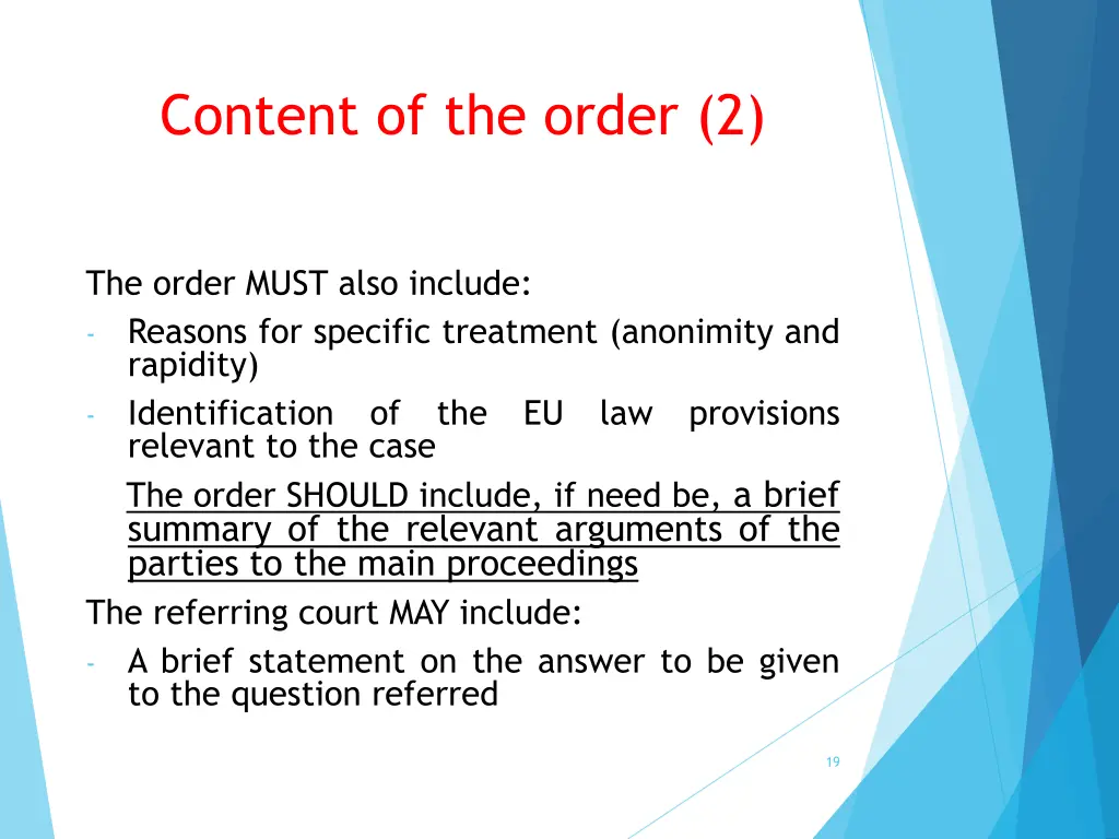 content of the order 2