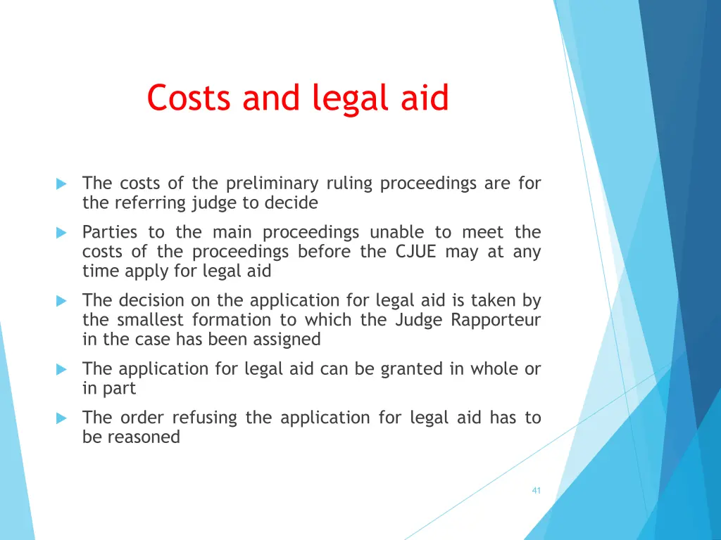 costs and legal aid