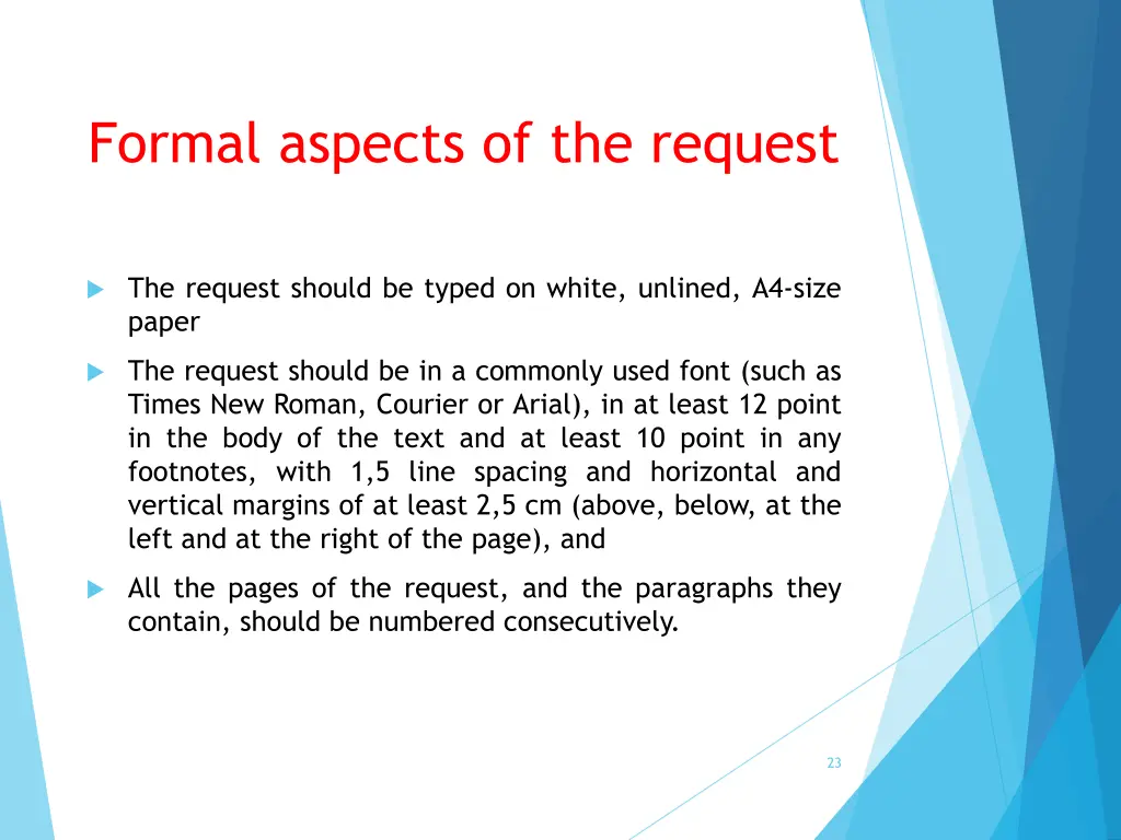 formal aspects of the request