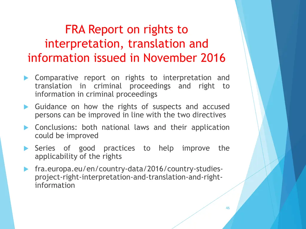 fra report on rights to interpretation