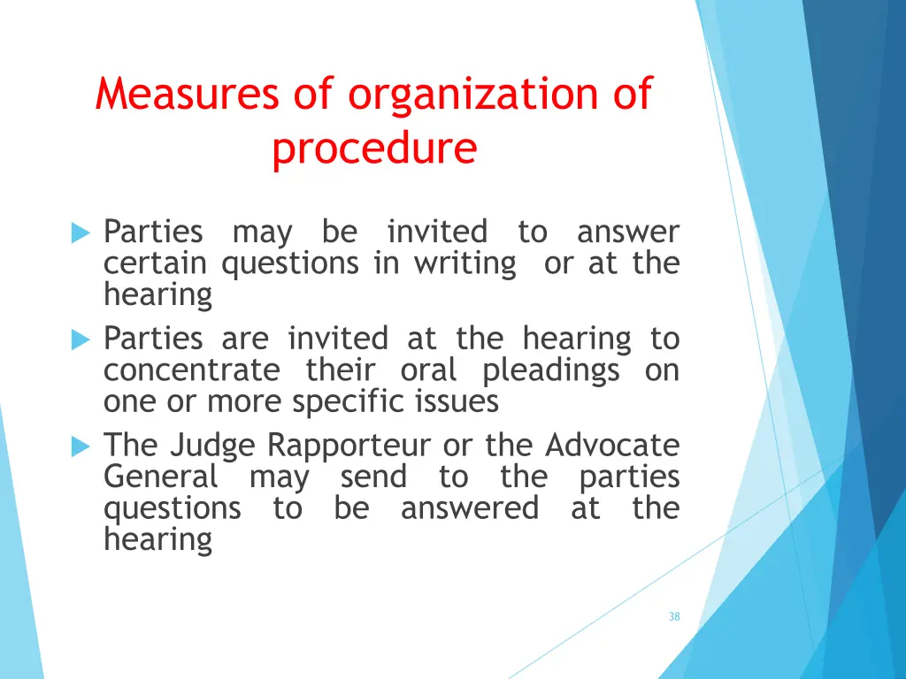 measures of organization of procedure