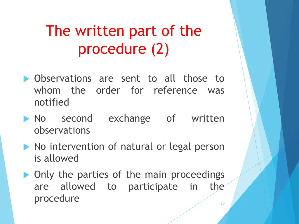the written part of the procedure 2