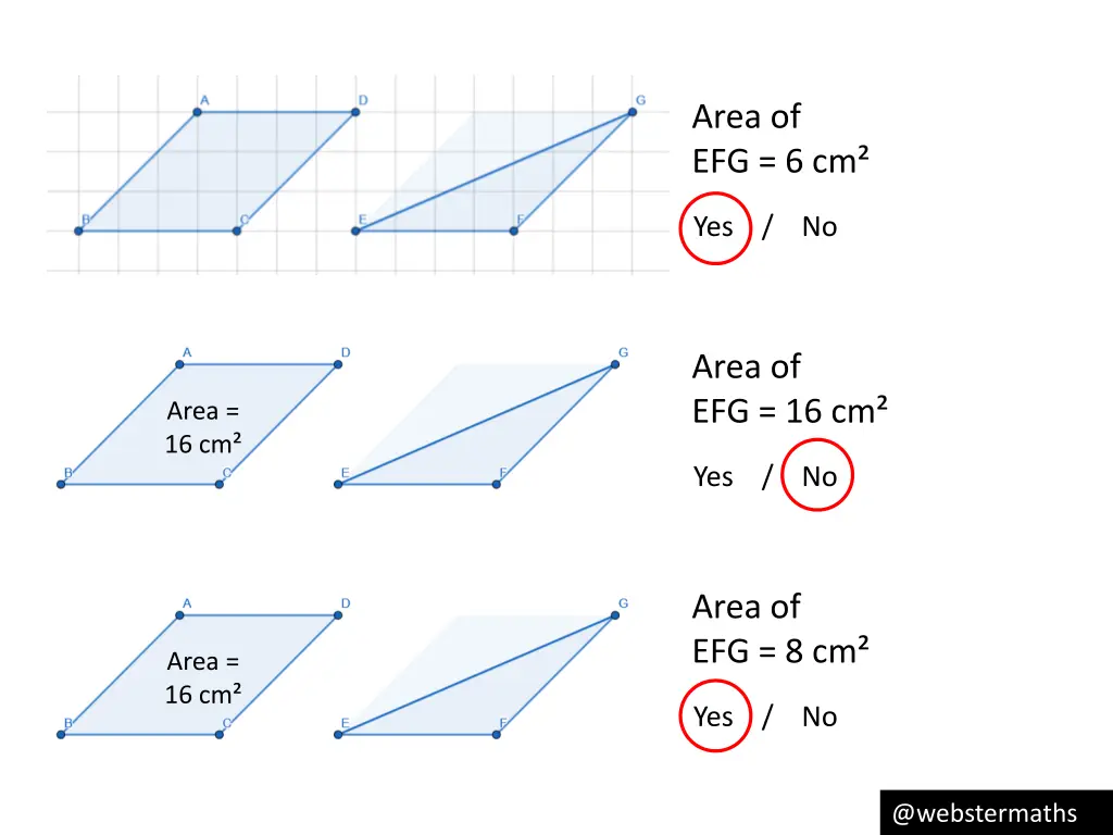 area of efg 6 cm 3