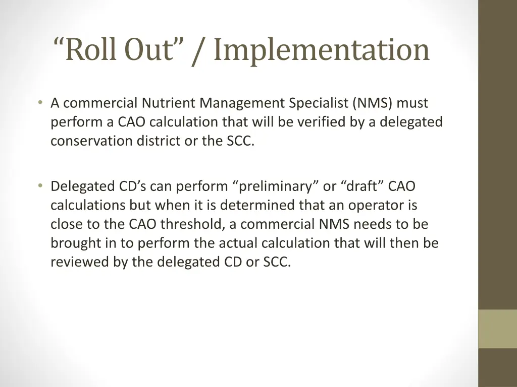 roll out implementation 1