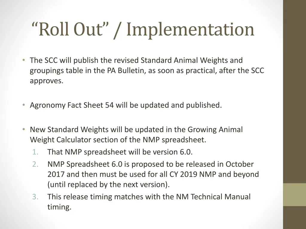 roll out implementation