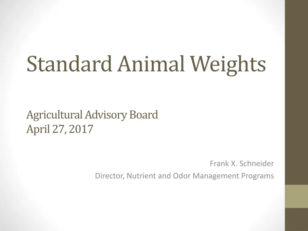 standard animal weights