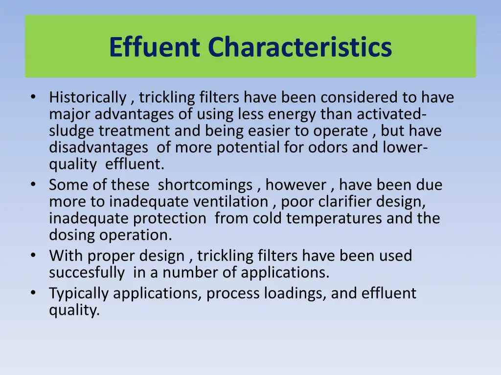 effuent characteristics