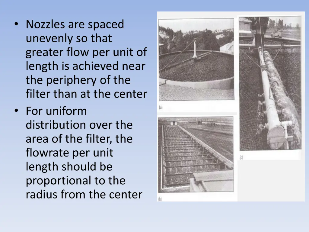 nozzles are spaced unevenly so that greater flow
