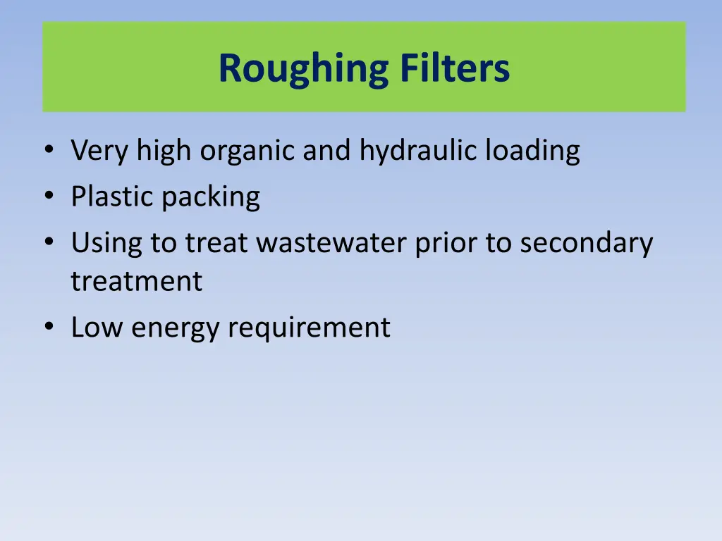 roughing filters