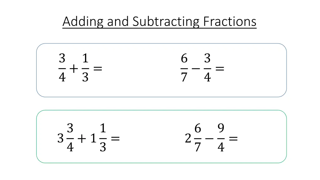 adding and subtracting fractions