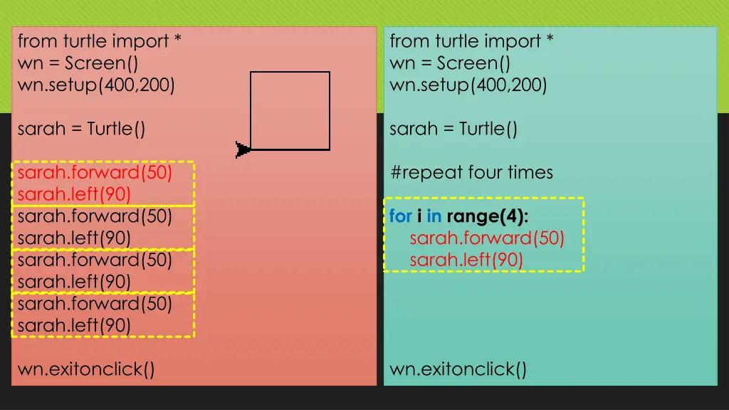 from turtle import wn screen wn setup 400 200