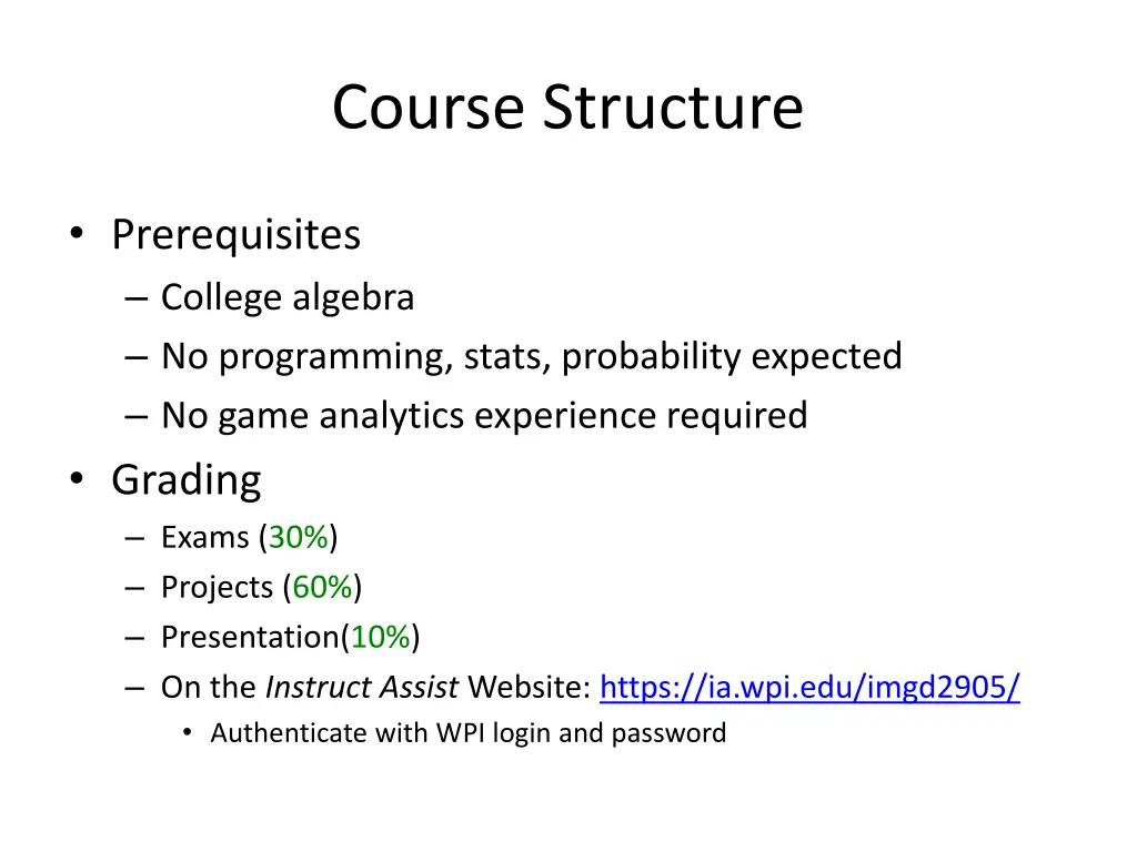 course structure