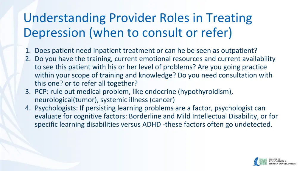 understanding provider roles in treating